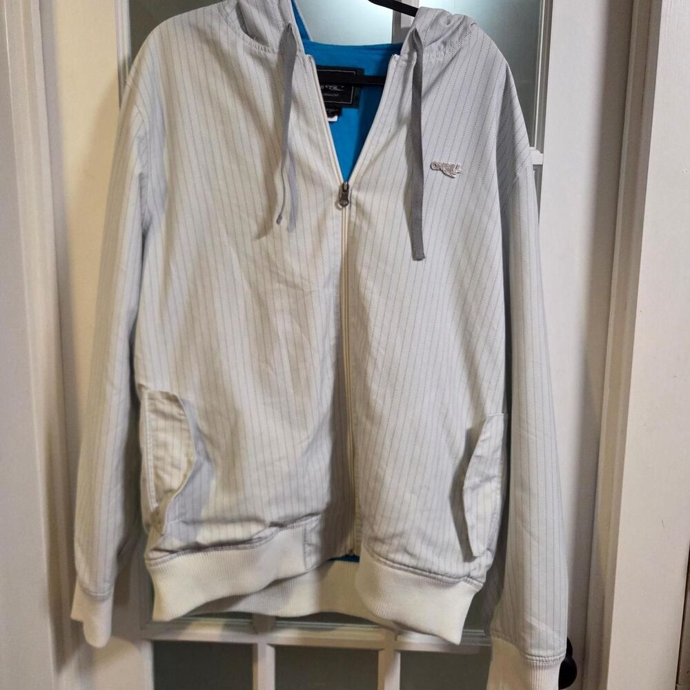 O-neill Men's White and Blue Hoodie